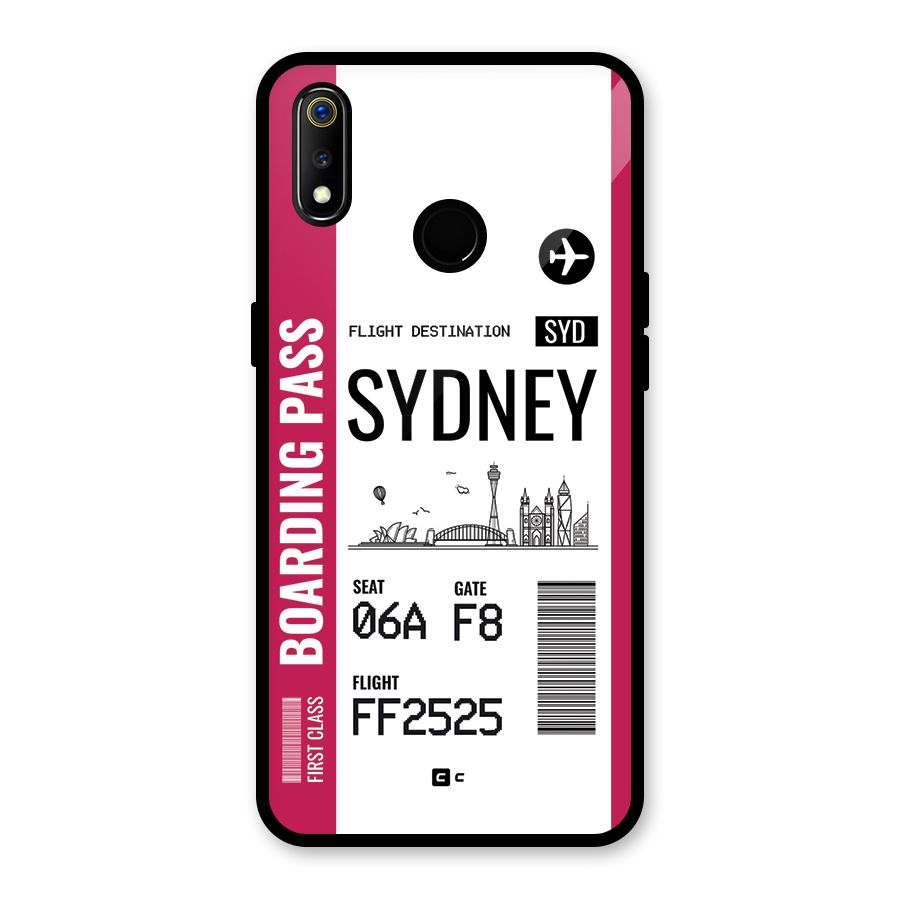 Sydney Boarding Pass Glass Back Case for Realme 3