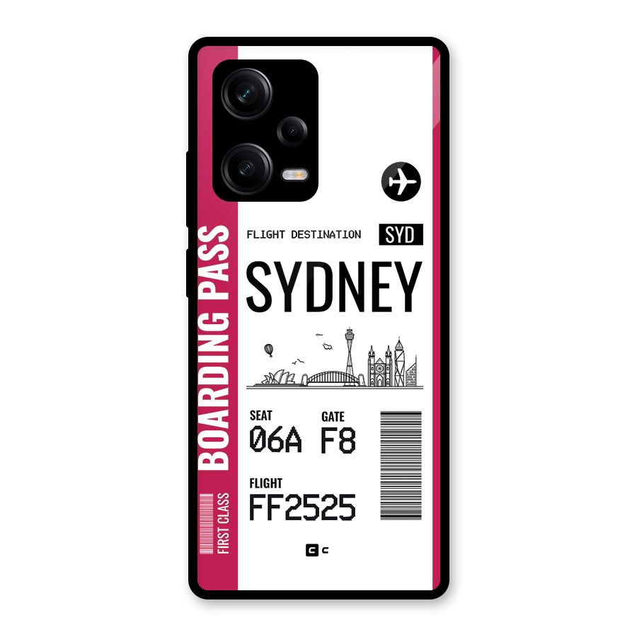 Sydney Boarding Pass Glass Back Case for Redmi Note 12 Pro