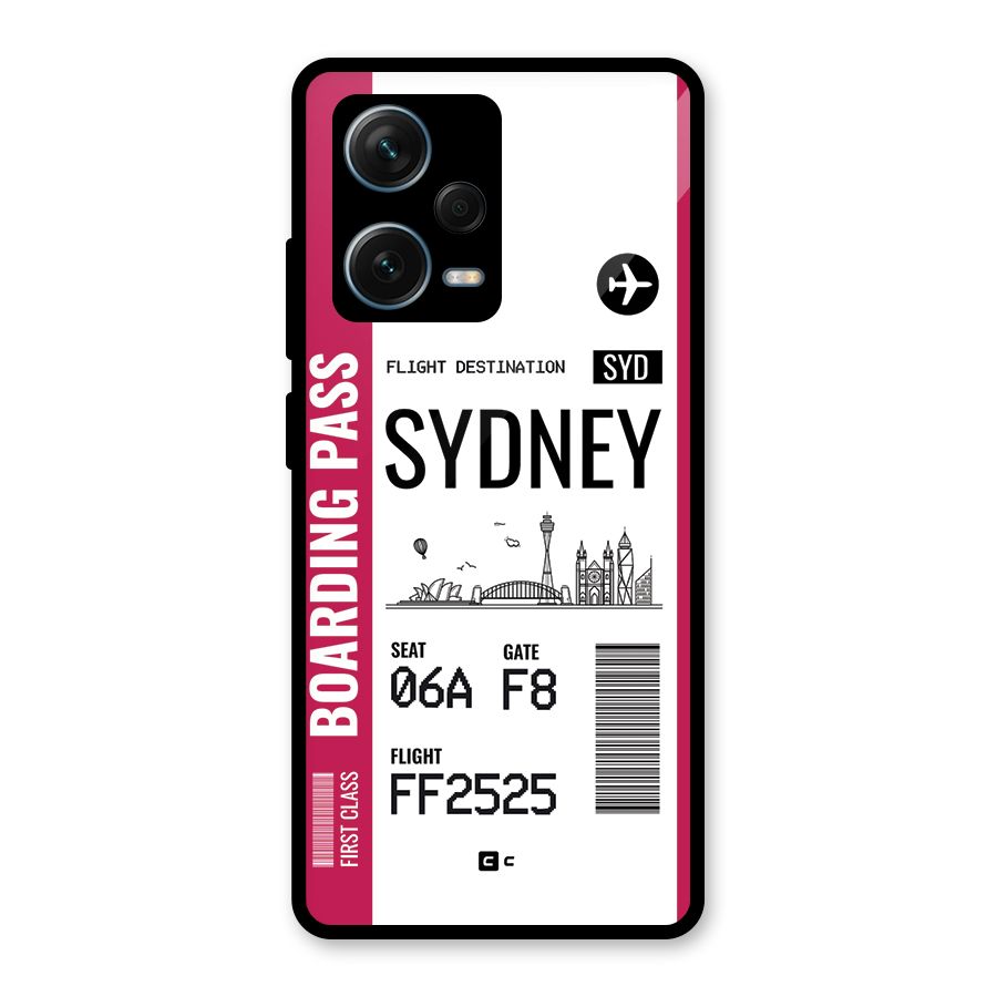 Sydney Boarding Pass Glass Back Case for Redmi Note 12 Pro Plus 5G