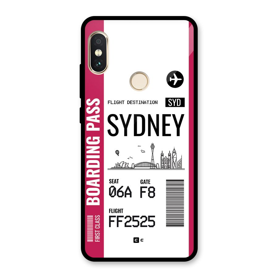 Sydney Boarding Pass Glass Back Case for Redmi Note 5 Pro