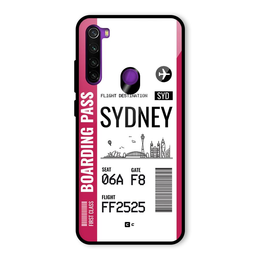 Sydney Boarding Pass Glass Back Case for Redmi Note 8