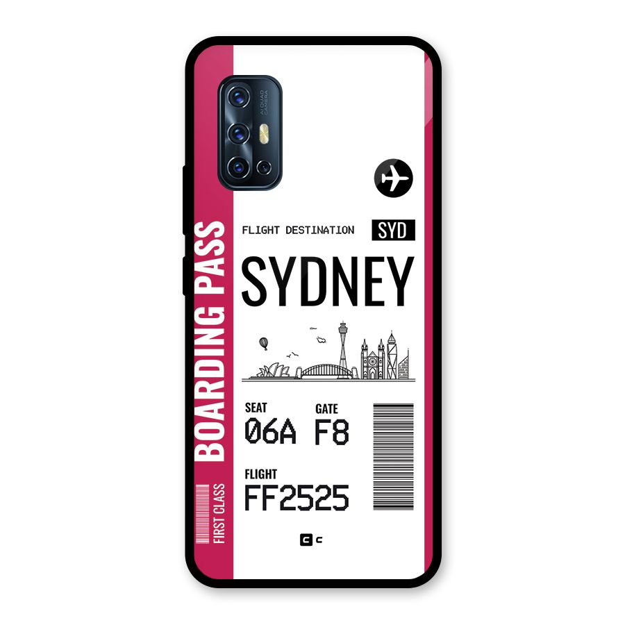Sydney Boarding Pass Glass Back Case for Vivo V17