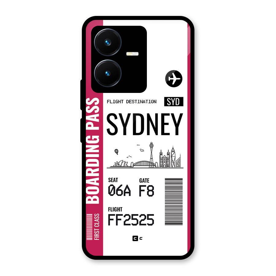 Sydney Boarding Pass Glass Back Case for Vivo Y22s