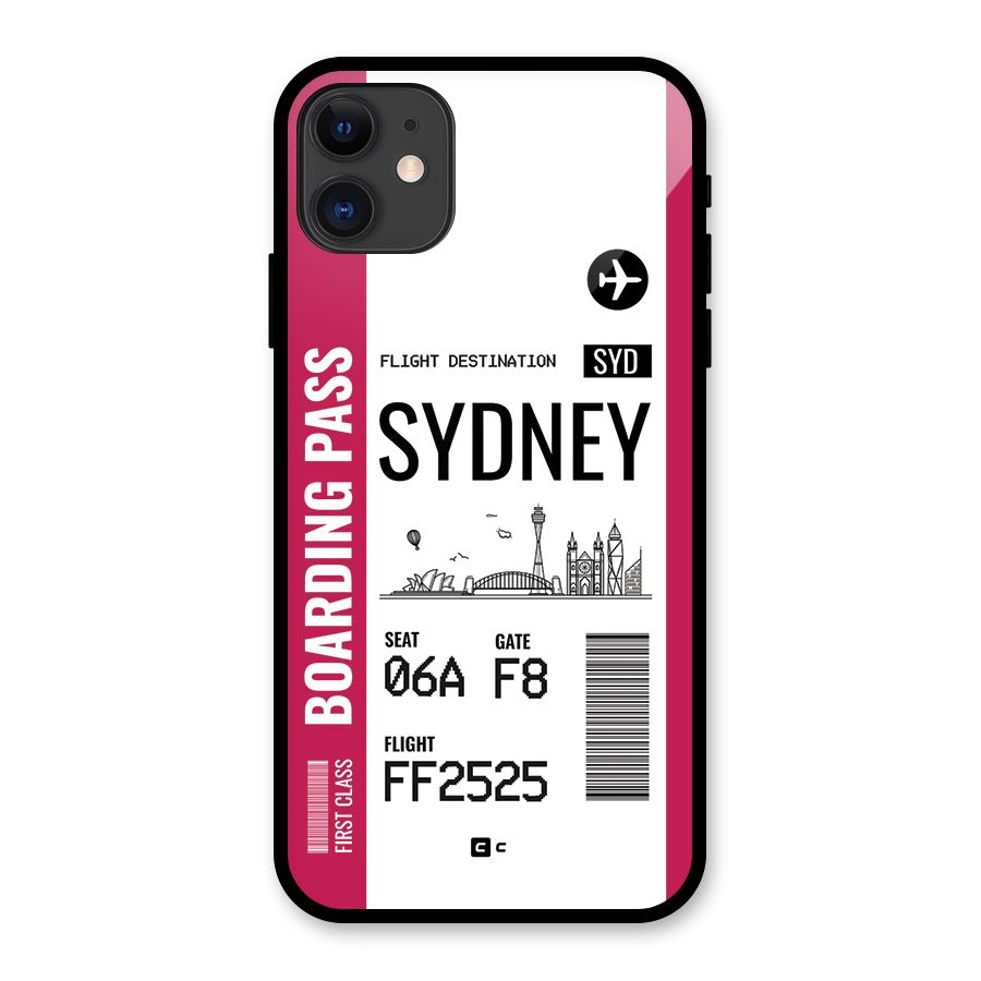 Sydney Boarding Pass Glass Back Case for iPhone 11