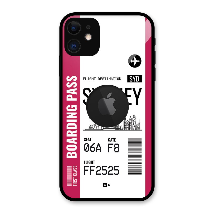 Sydney Boarding Pass Glass Back Case for iPhone 11 Logo Cut