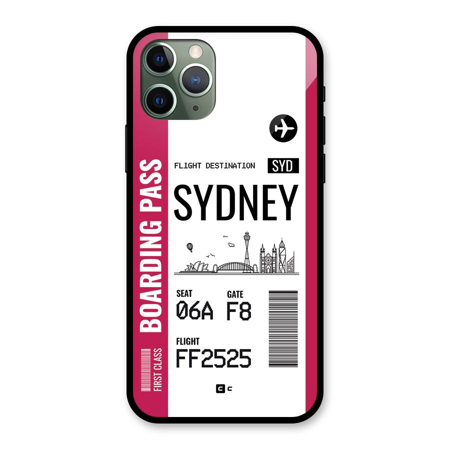 Sydney Boarding Pass Glass Back Case for iPhone 11 Pro