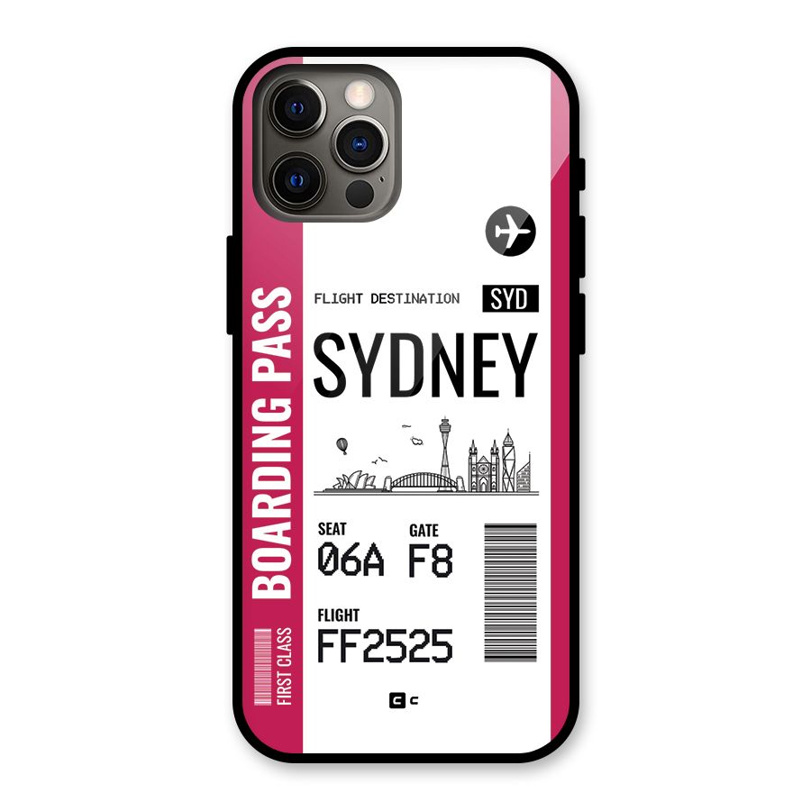 Sydney Boarding Pass Glass Back Case for iPhone 12 Pro