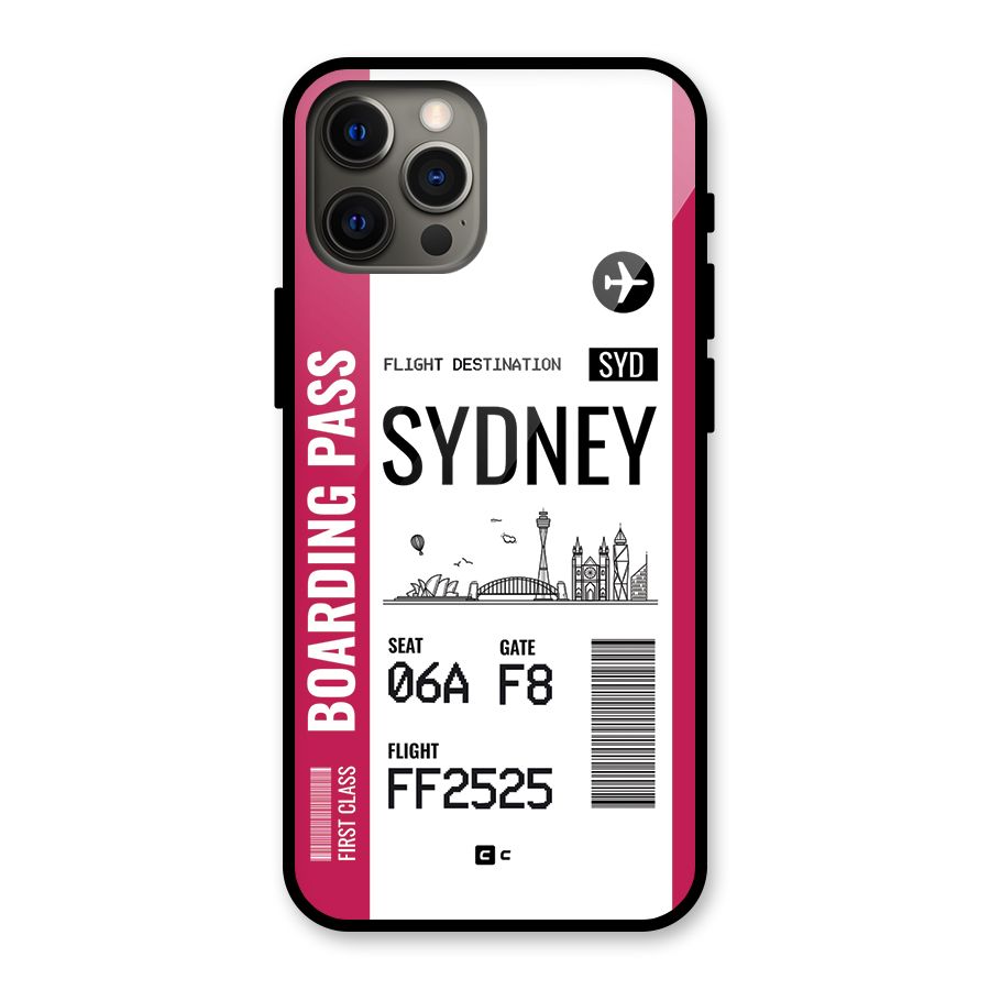 Sydney Boarding Pass Glass Back Case for iPhone 12 Pro Max