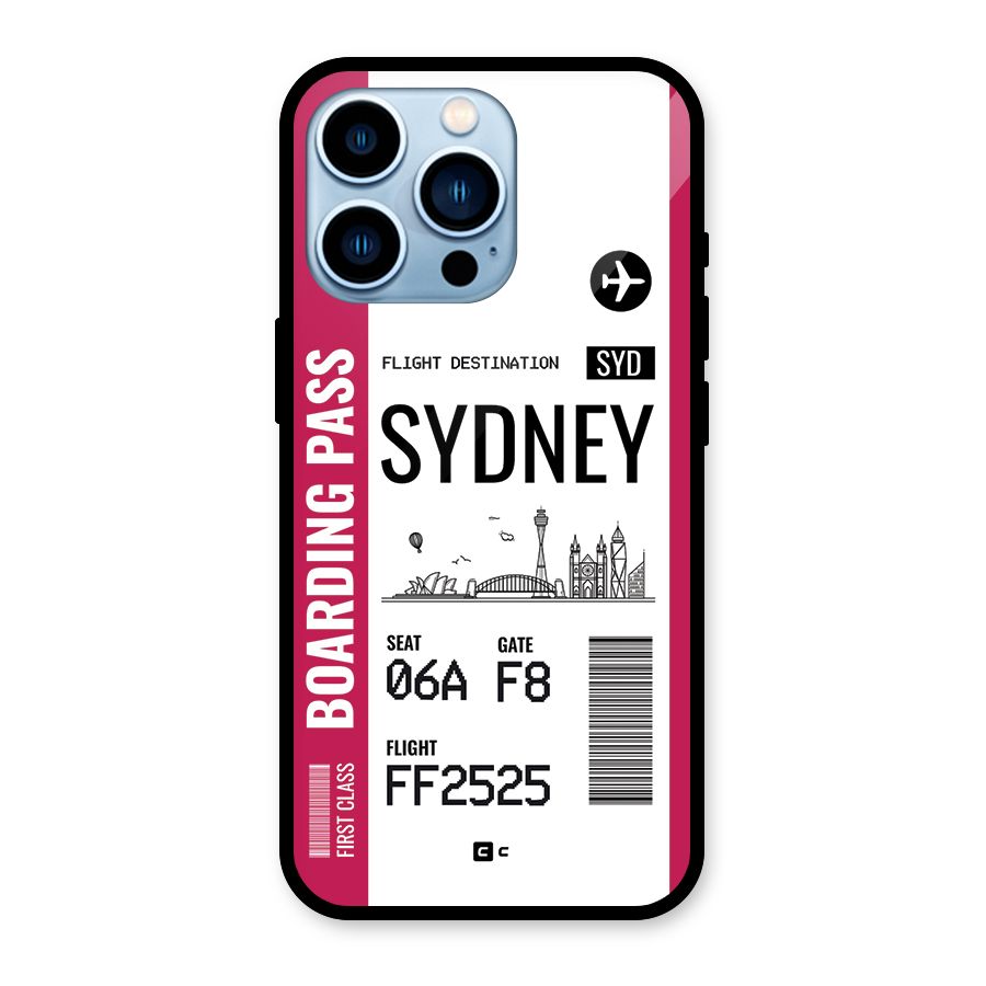 Sydney Boarding Pass Glass Back Case for iPhone 13 Pro