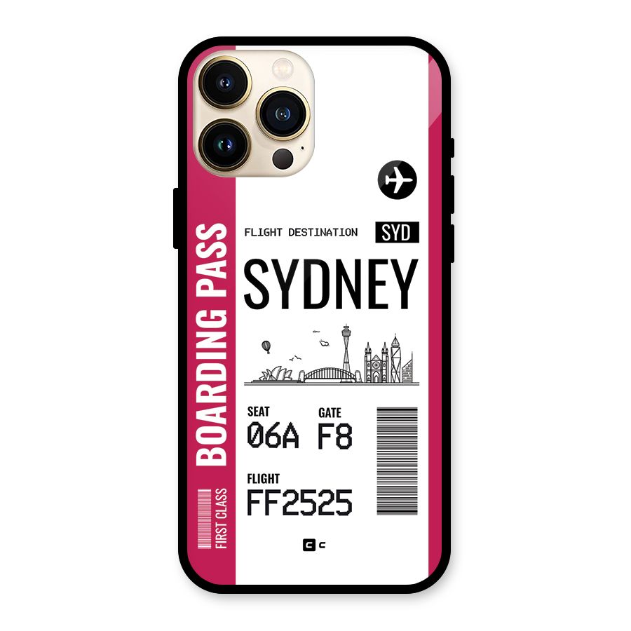 Sydney Boarding Pass Glass Back Case for iPhone 13 Pro Max