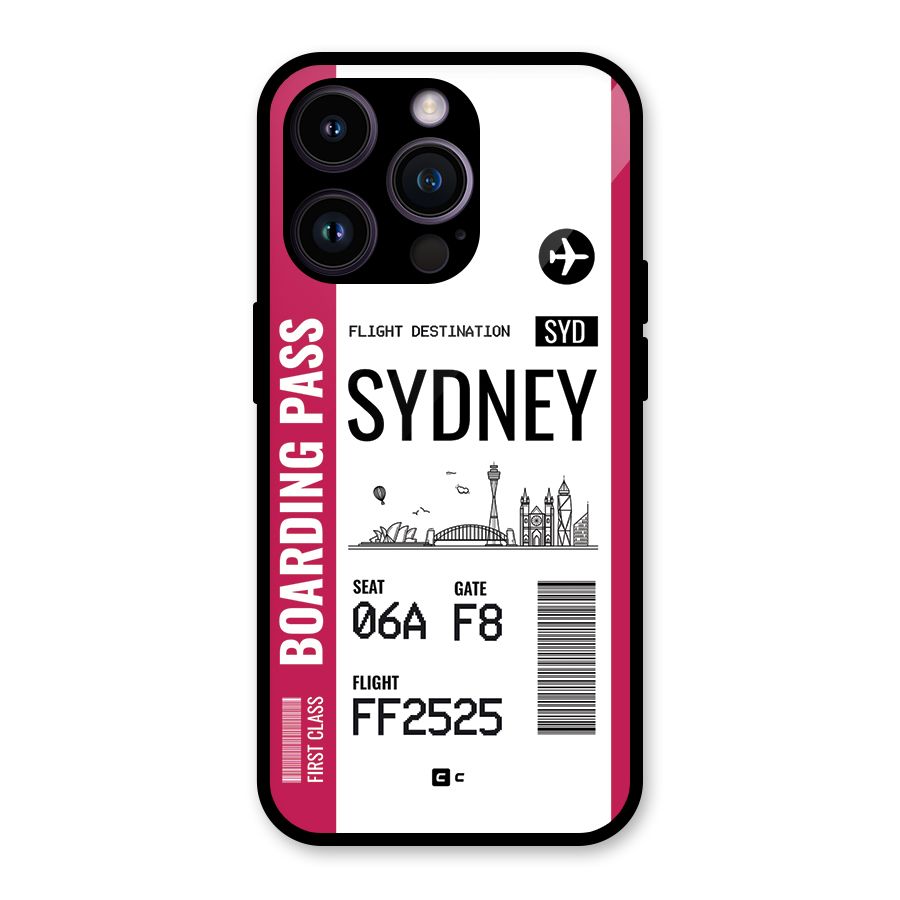 Sydney Boarding Pass Glass Back Case for iPhone 14 Pro