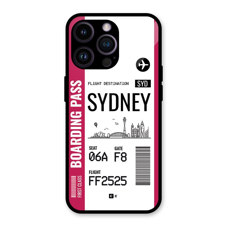 Sydney Boarding Pass Glass Back Case for iPhone 14 Pro Max