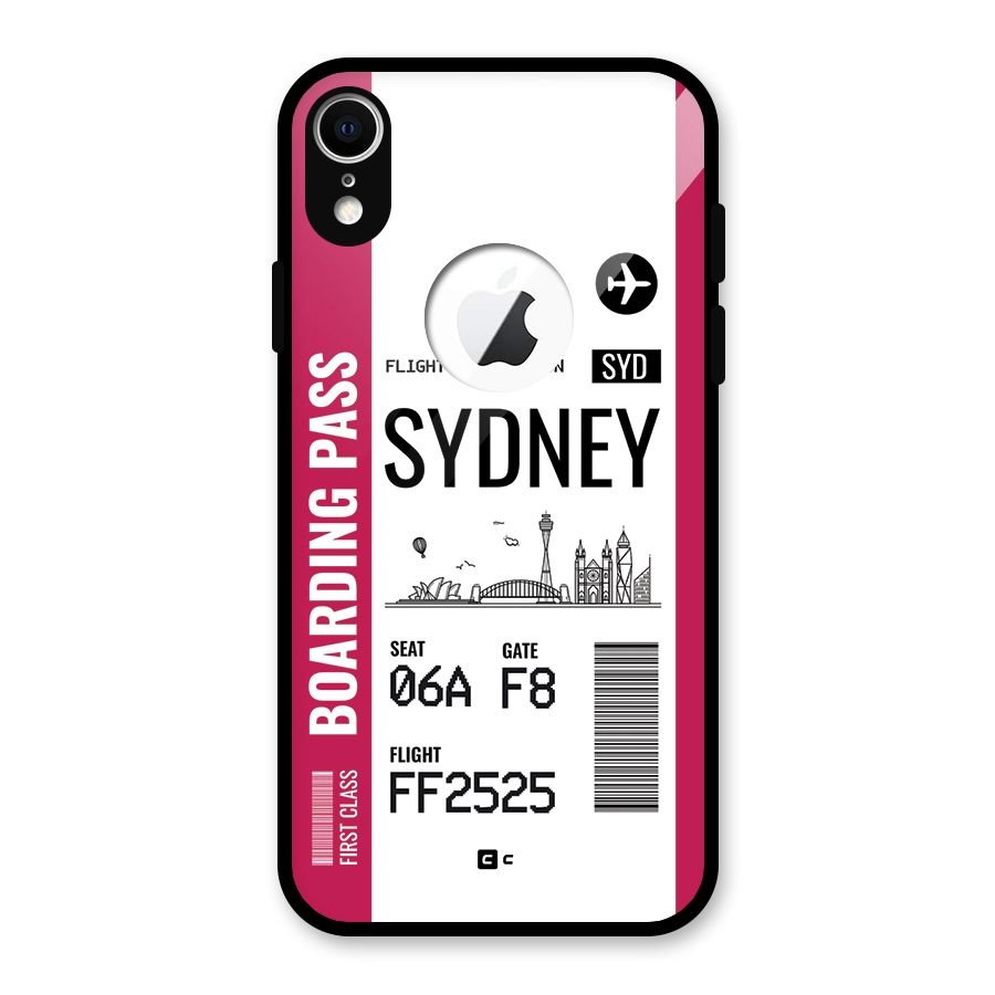 Sydney Boarding Pass Glass Back Case for iPhone XR Logo Cut
