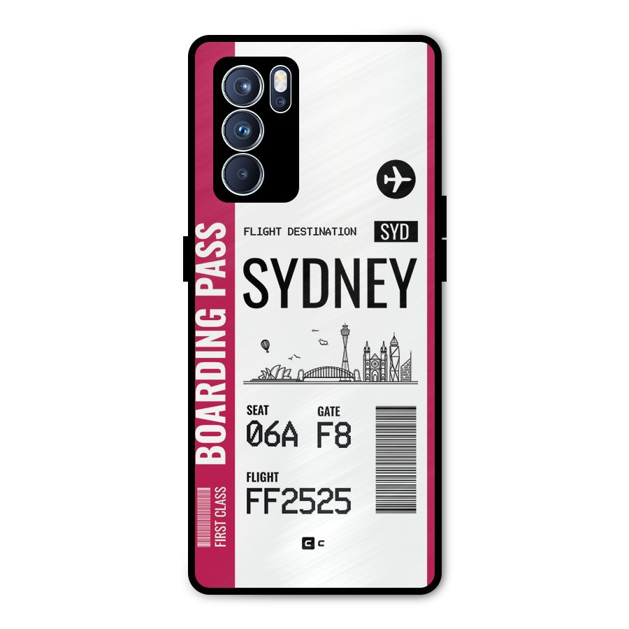 Sydney Boarding Pass Metal Back Case for Oppo Reno6 Pro 5G