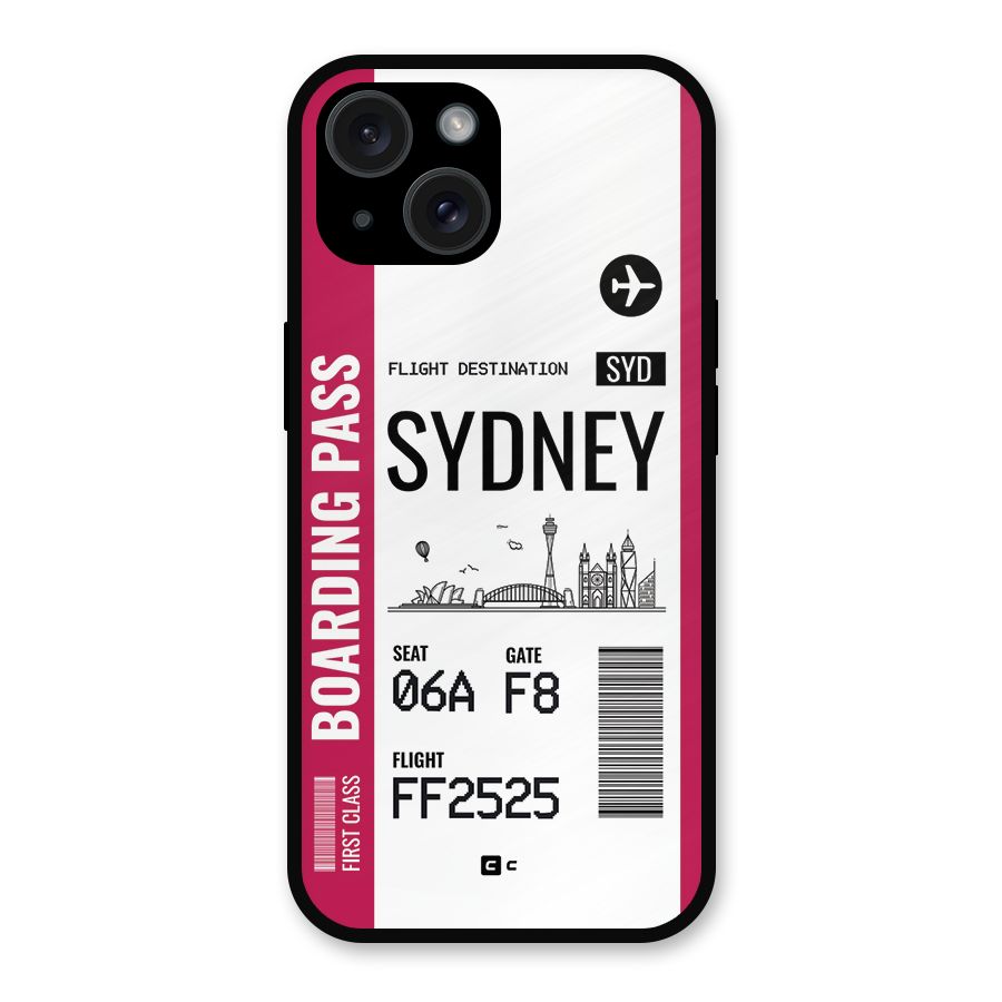 Sydney Boarding Pass Metal Back Case for iPhone 15