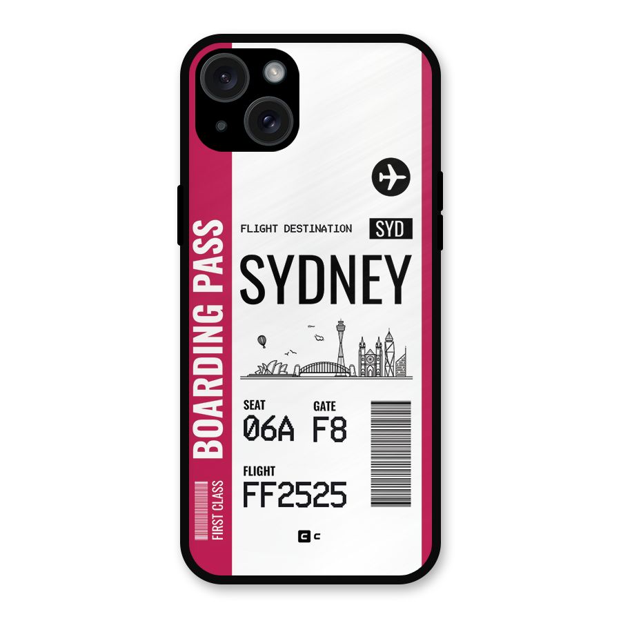 Sydney Boarding Pass Metal Back Case for iPhone 15 Plus