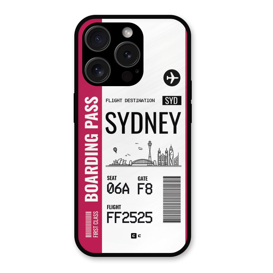 Sydney Boarding Pass Metal Back Case for iPhone 15 Pro