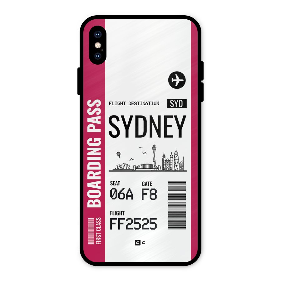 Sydney Boarding Pass Metal Back Case for iPhone XS Max