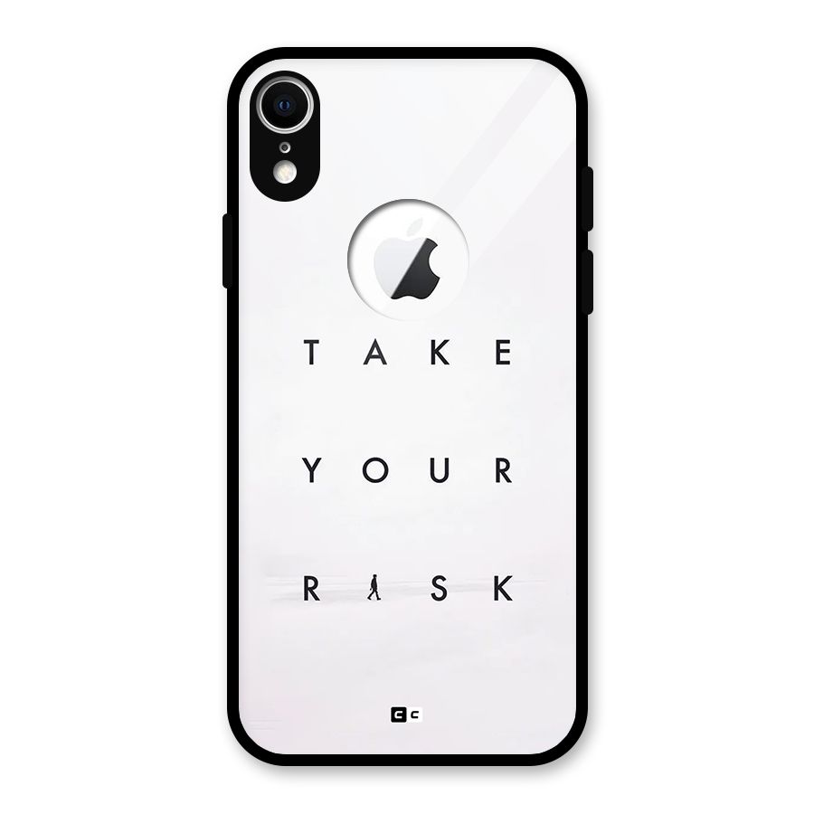 Take Your Risk Glass Back Case for iPhone XR Logo Cut