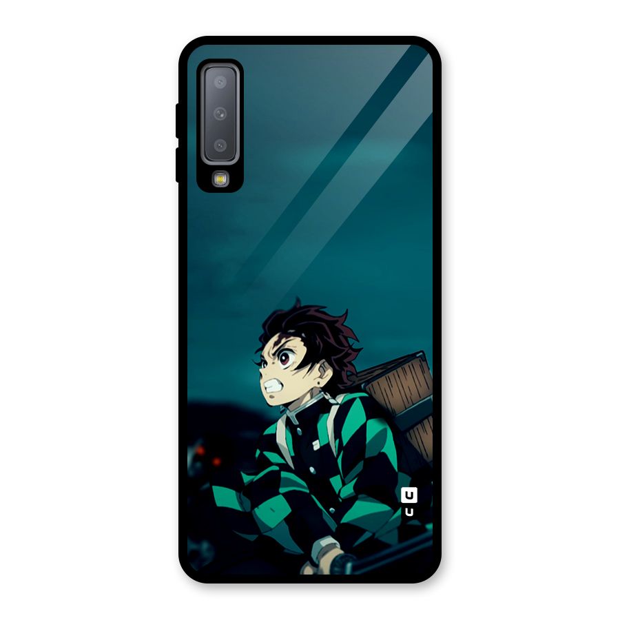 Tanjiro demon slayer Glass Back Case for Galaxy A7 (2018)