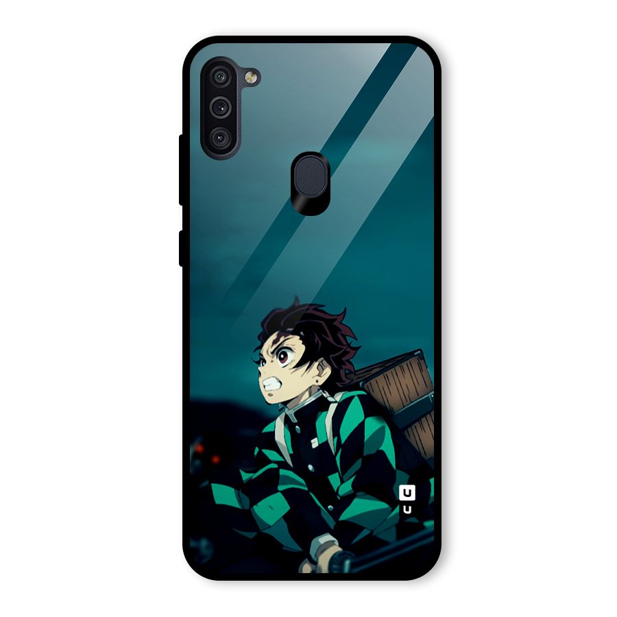 Tanjiro demon slayer Glass Back Case for Galaxy M11