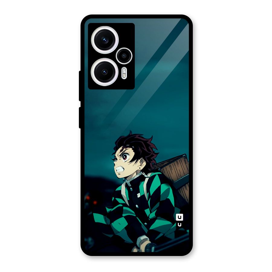 Tanjiro demon slayer Glass Back Case for Poco F5