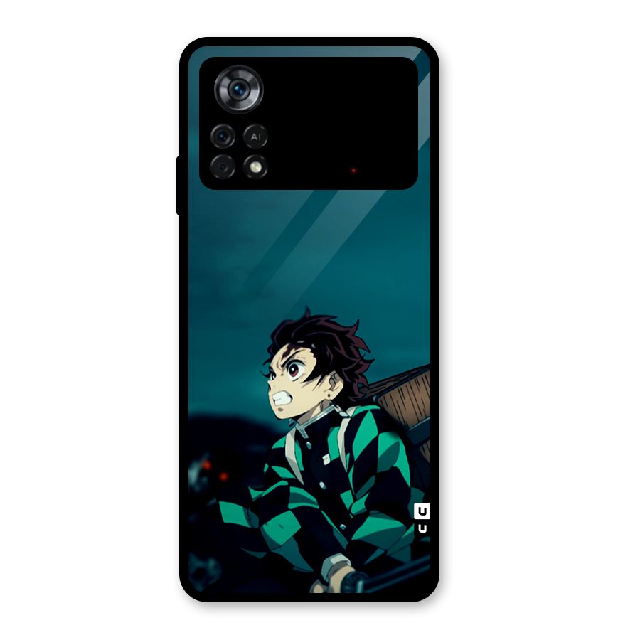 Tanjiro demon slayer Glass Back Case for Poco X4 Pro 5G