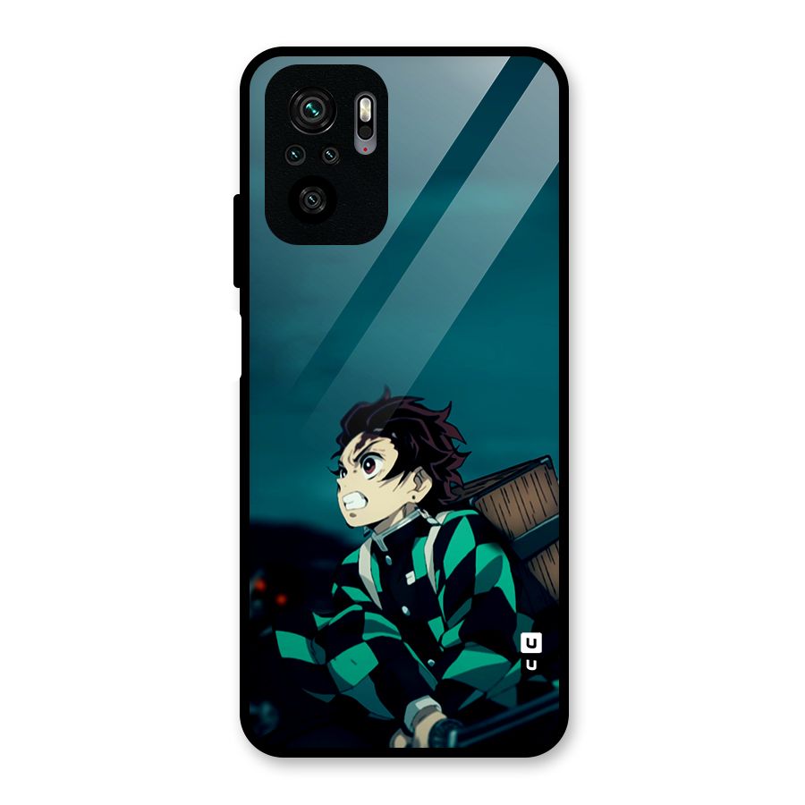 Tanjiro demon slayer Glass Back Case for Redmi Note 10S