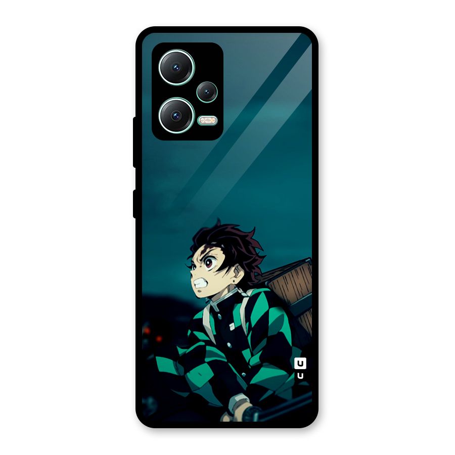 Tanjiro demon slayer Glass Back Case for Redmi Note 12 5G