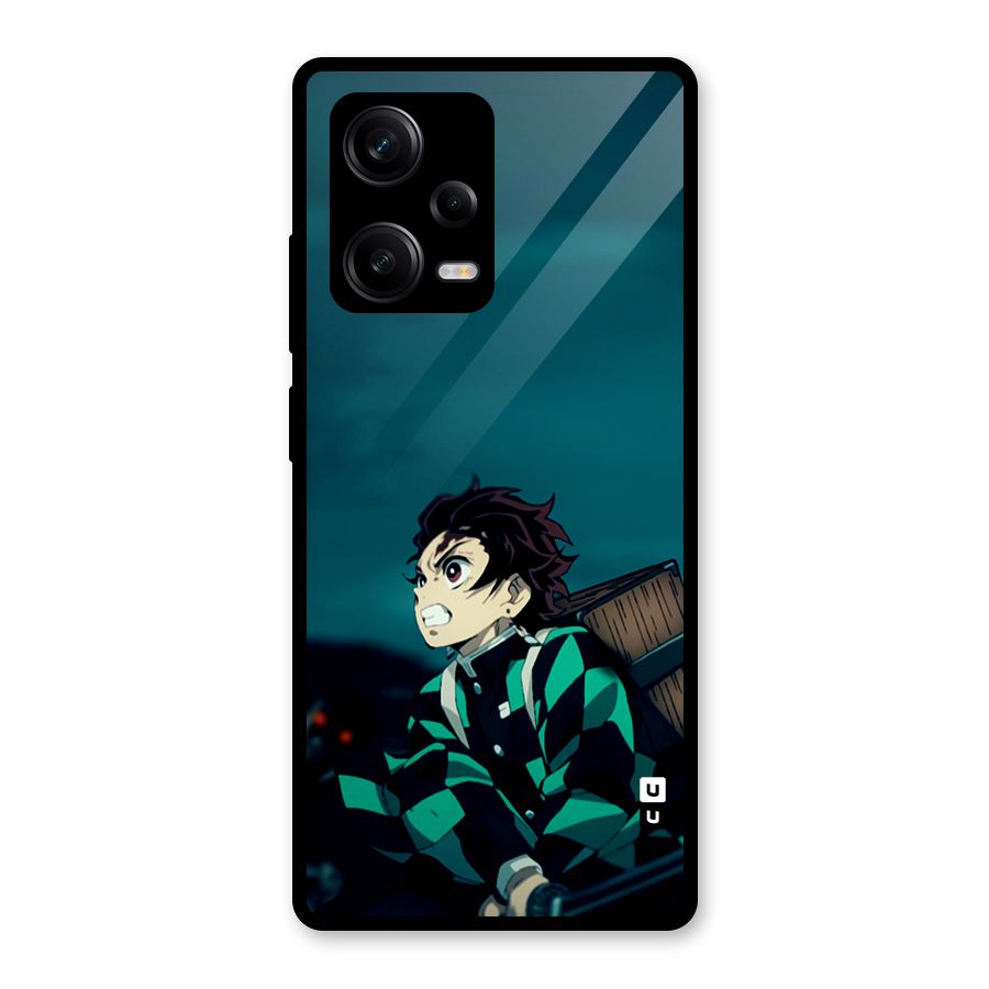Tanjiro demon slayer Glass Back Case for Redmi Note 12 Pro