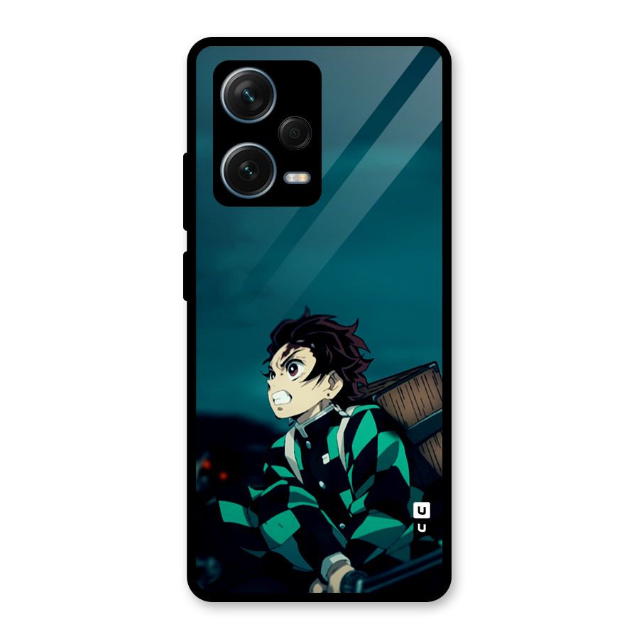 Tanjiro demon slayer Glass Back Case for Redmi Note 12 Pro Plus 5G