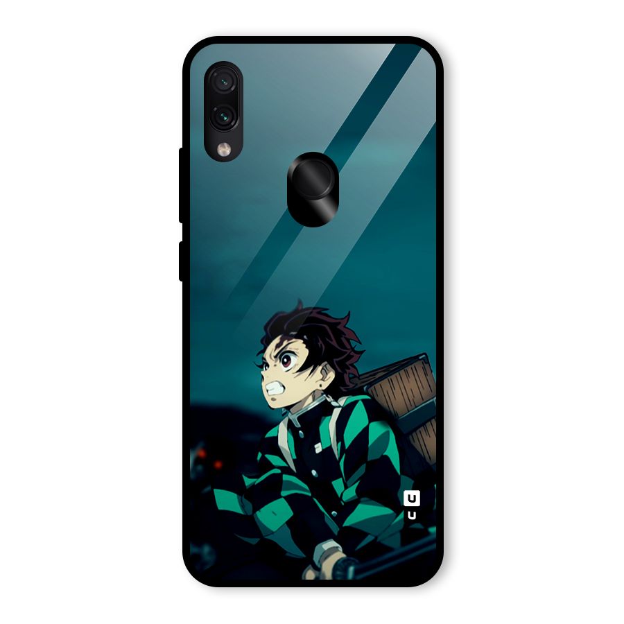 Tanjiro demon slayer Glass Back Case for Redmi Note 7