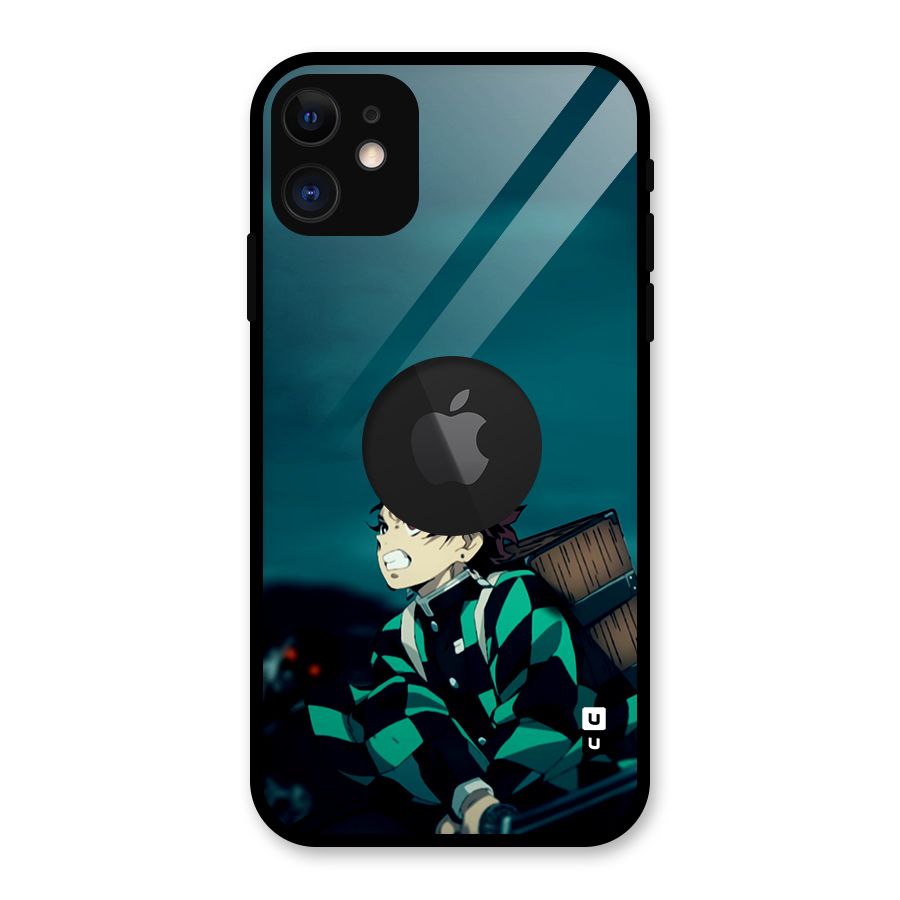 Tanjiro demon slayer Glass Back Case for iPhone 11 Logo Cut
