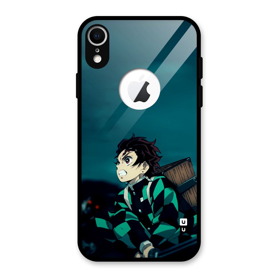 Tanjiro demon slayer Glass Back Case for iPhone XR Logo Cut