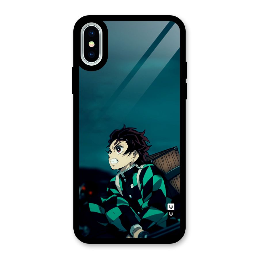 Tanjiro demon slayer Glass Back Case for iPhone XS