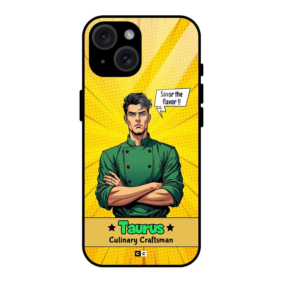 Taurus Craft Glass Back Case for iPhone 15
