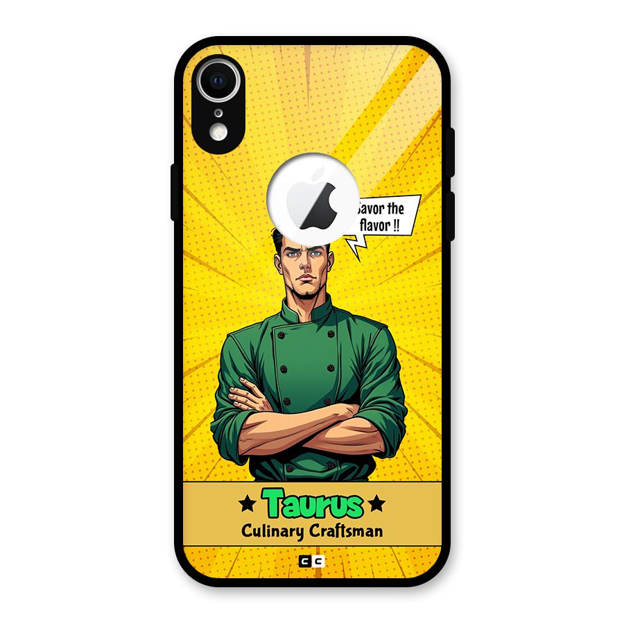 Taurus Craft Glass Back Case for iPhone XR Logo Cut