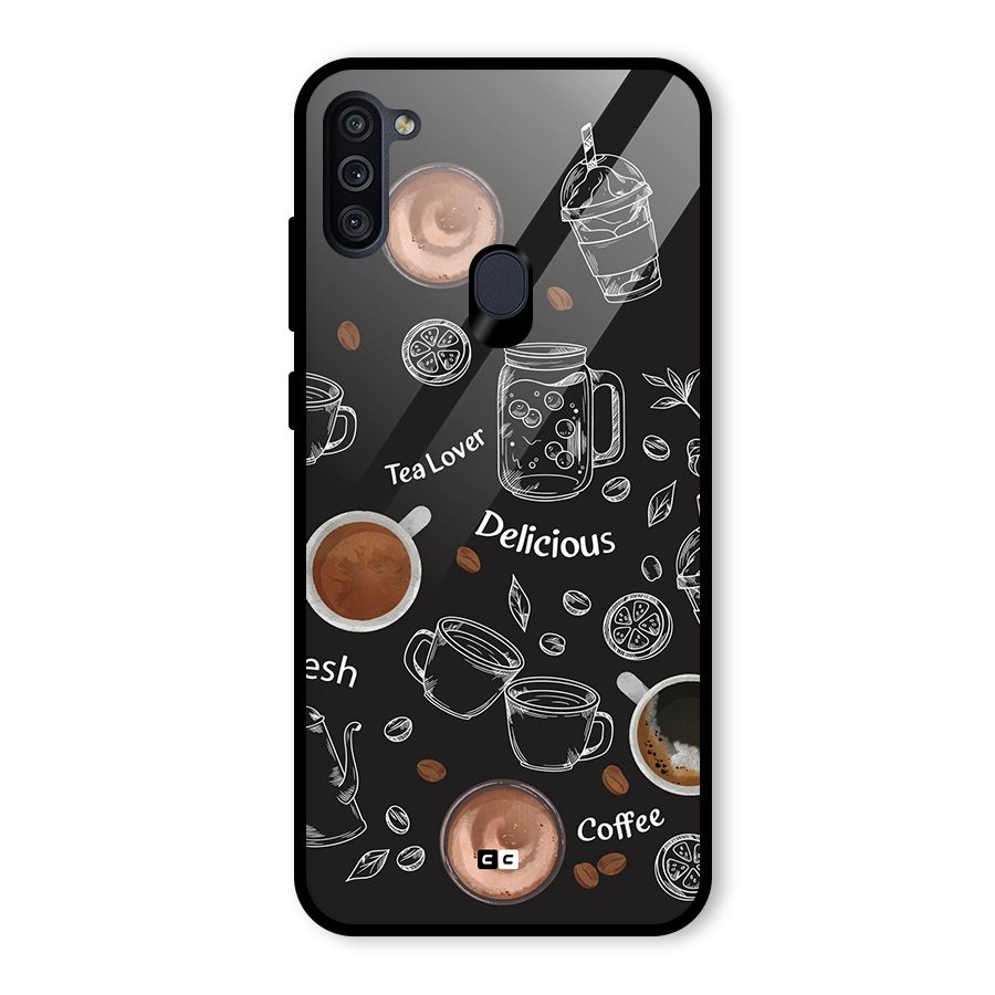 Tea And Coffee Mixture Glass Back Case for Galaxy M11