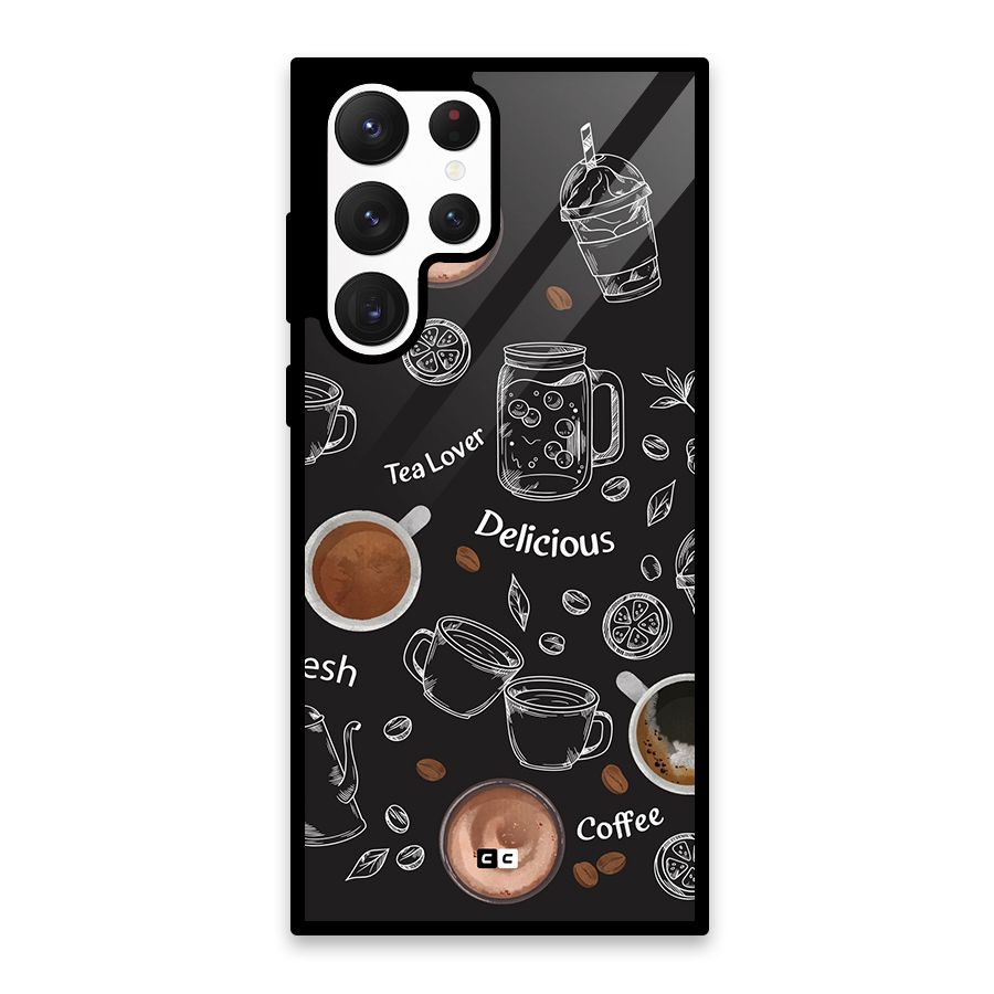 Tea And Coffee Mixture Glass Back Case for Galaxy S22 Ultra 5G