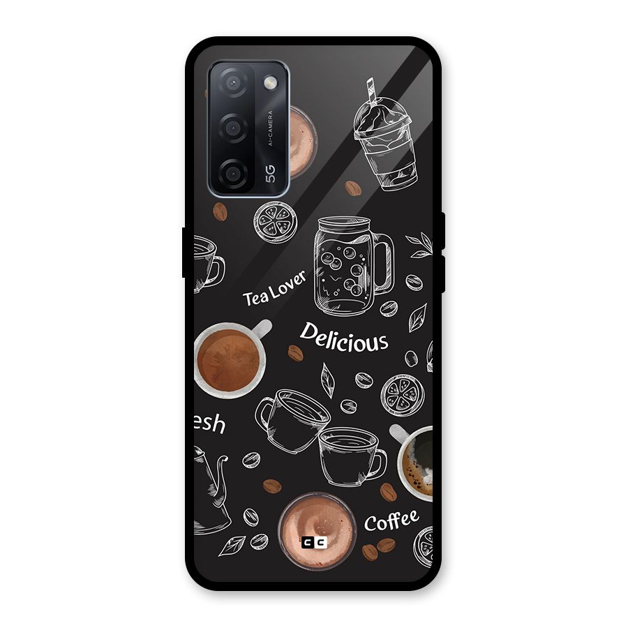 Tea And Coffee Mixture Glass Back Case for Oppo A53s 5G