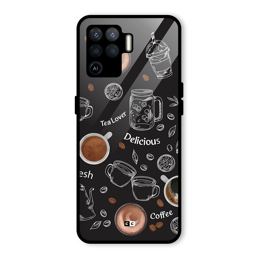 Tea And Coffee Mixture Glass Back Case for Oppo F19 Pro