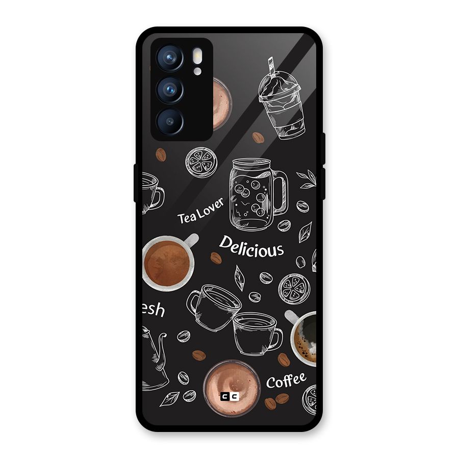 Tea And Coffee Mixture Glass Back Case for Oppo Reno6 5G