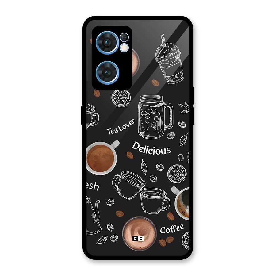 Tea And Coffee Mixture Glass Back Case for Oppo Reno7 5G