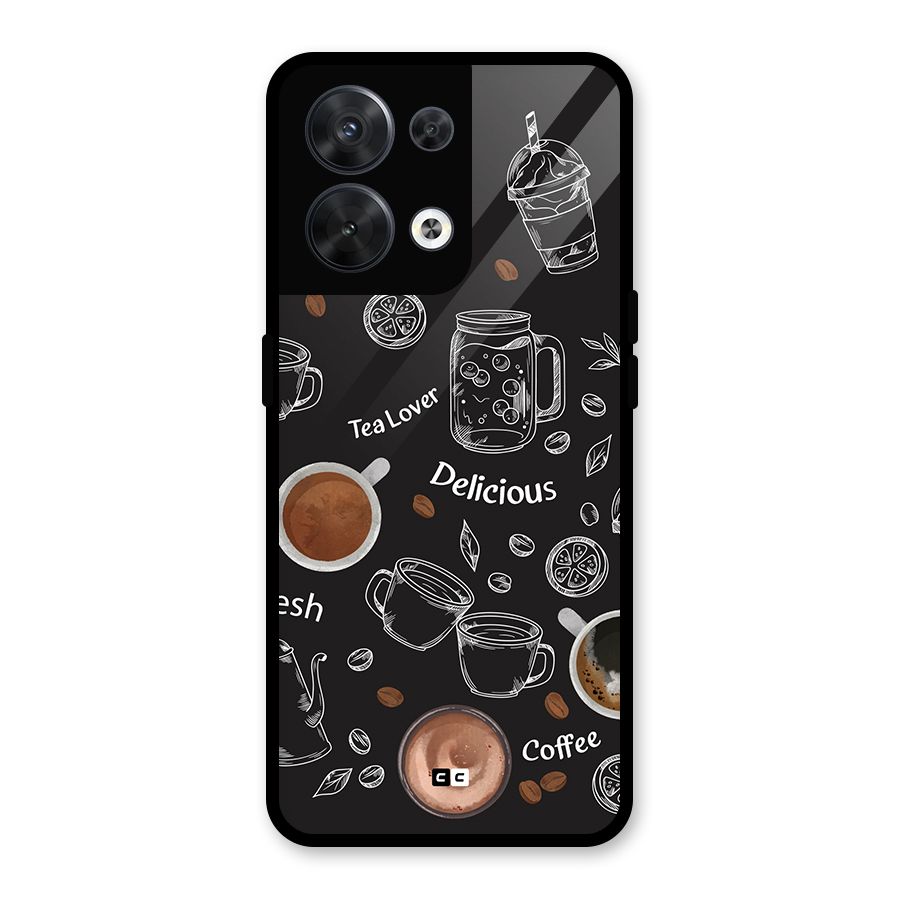 Tea And Coffee Mixture Glass Back Case for Oppo Reno8 5G