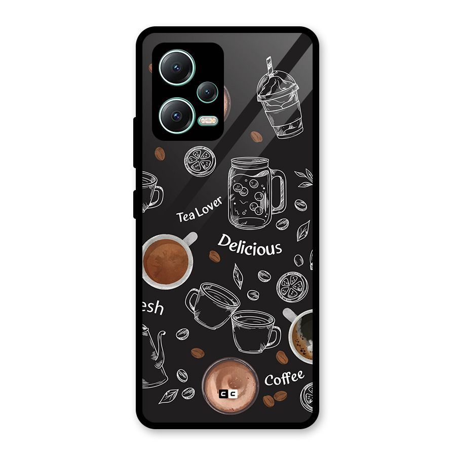 Tea And Coffee Mixture Glass Back Case for Redmi Note 12 5G
