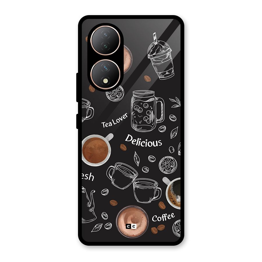 Tea And Coffee Mixture Glass Back Case for Vivo T2