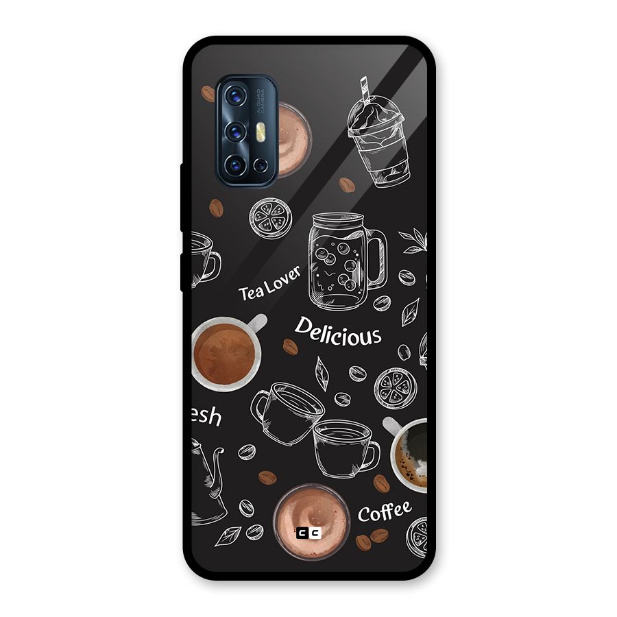 Tea And Coffee Mixture Glass Back Case for Vivo V17