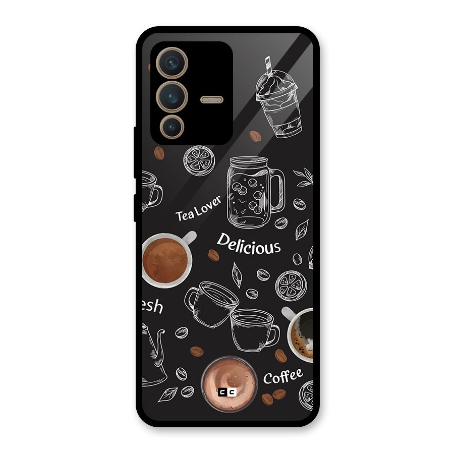 Tea And Coffee Mixture Glass Back Case for Vivo V23 5G