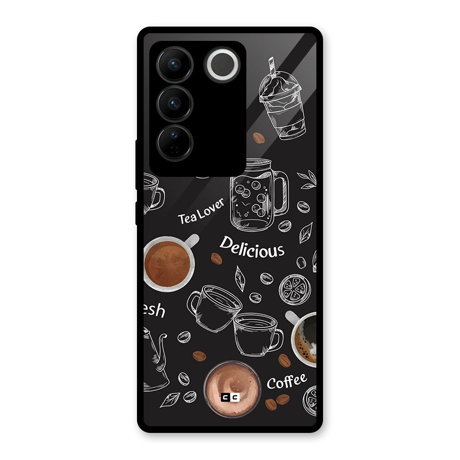 Tea And Coffee Mixture Glass Back Case for Vivo V27 Pro
