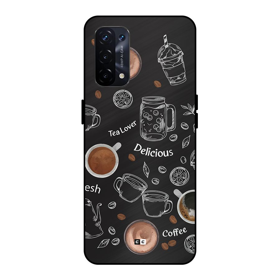 Tea And Coffee Mixture Metal Back Case for Oppo A74 5G